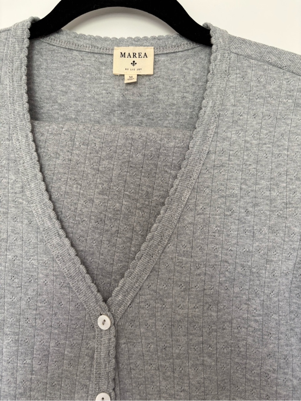 NWT Marea Liz Joy Gray Pointelle Cardigan and Tank Size Medium - Picture 6 of 9